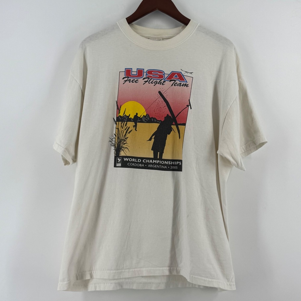 Vintage‎ Hanes Beefy-T 2005 USA Free Flight Team Argentina Graphic T-Shirt XL